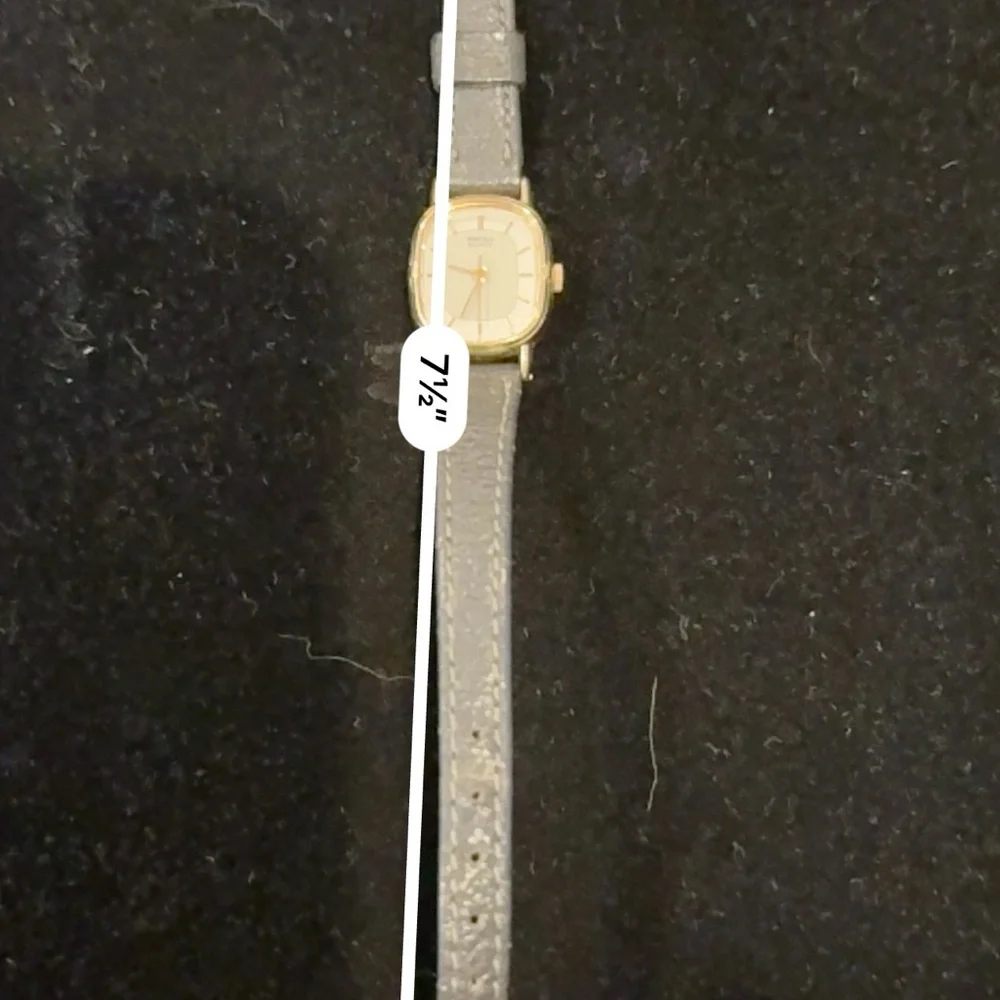 Seiko Gold-Tone Case Silver Dial Watch with Gray Strap